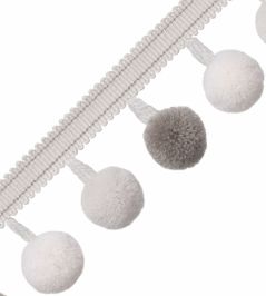 Cirque Pom Pom Fringe Trimming by Samuel & Sons Silver Birch Cirque Pom Pom Fringe Trimming by Samuel & Sons Silver Birch