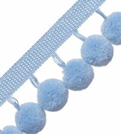 Dolce Pom Pom Fringe Trimming by Samuel & Sons Blue Frosting Dolce Pom Pom Fringe Trimming by Samuel & Sons Blue Frosting