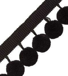 Dolce Pom Pom Fringe Trimming by Samuel & Sons Black Licorice Dolce Pom Pom Fringe Trimming by Samuel & Sons Black Licorice