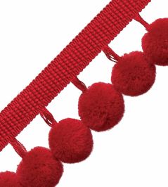Dolce Pom Pom Fringe Trimming by Samuel & Sons Candy Apple Dolce Pom Pom Fringe Trimming by Samuel & Sons Candy Apple