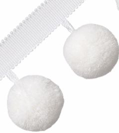Jumbo Pom Pom Fringe Trimming by Samuel & Sons Whipped Cream Jumbo Pom Pom Fringe Trimming by Samuel & Sons Whipped Cream