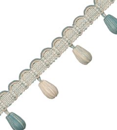 Tiverton Bead Fringe Trimming by Samuel & Sons Aqua Tiverton Bead Fringe Trimming by Samuel & Sons Aqua