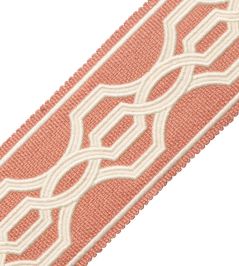 Veranda Linen Applique Border Trimming by Samuel & Sons Antique Coral Veranda Linen Applique Border Trimming by Samuel & Sons Antique Coral