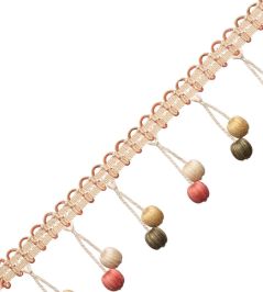 Veranda Linen Beaded Fringe Trimming by Samuel & Sons Tea Rose Veranda Linen Beaded Fringe Trimming by Samuel & Sons Tea Rose