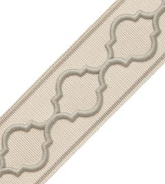 Corinne Embroidered Border Trimming by Samuel & Sons Limestone Corinne Embroidered Border Trimming by Samuel & Sons Limestone