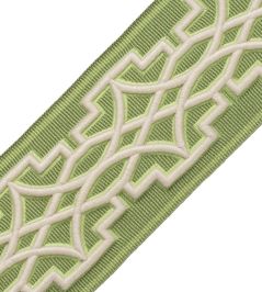 Mireille Embroidered Border Trimming by Samuel & Sons Leaf / Emerald Mireille Embroidered Border Trimming by Samuel & Sons Leaf / Emerald