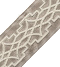 Mireille Embroidered Border Trimming by Samuel & Sons Limestone Mireille Embroidered Border Trimming by Samuel & Sons Limestone