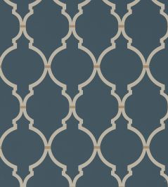 Empire Trellis Wallpaper by Sanderson Indigo / Linen Empire Trellis Wallpaper by Sanderson Indigo / Linen