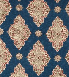 Siam Diamond Fabric by Sanderson Cobalt/Flame Siam Diamond Fabric by Sanderson Cobalt/Flame