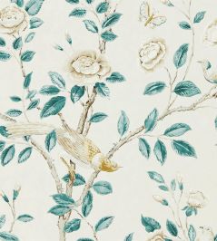 Andhara Wallpaper by Sanderson Teal/Cream Andhara Wallpaper by Sanderson Teal/Cream