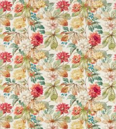 Dahlia And Rosehip Fabric by Sanderson Briarwood / Russet Dahlia And Rosehip Fabric by Sanderson Briarwood / Russet