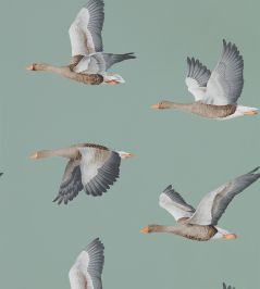 Elysian Geese Wallpaper by Sanderson Blue Clay Elysian Geese Wallpaper by Sanderson Blue Clay