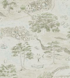 Sea Houses Wallpaper by Sanderson Green/Sand Sea Houses Wallpaper by Sanderson Green/Sand