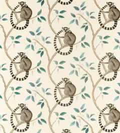 Ringtailed Lemur Fabric by Sanderson Grey Ringtailed Lemur Fabric by Sanderson Grey