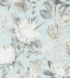 King Protea Wallpaper by Sanderson Aqua/Linen King Protea Wallpaper by Sanderson Aqua/Linen