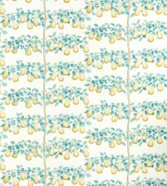Perry Pears Fabric by Sanderson Gold/Aqua Perry Pears Fabric by Sanderson Gold/Aqua