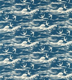 Swallows At Sea Fabric by Sanderson Navy Swallows At Sea Fabric by Sanderson Navy