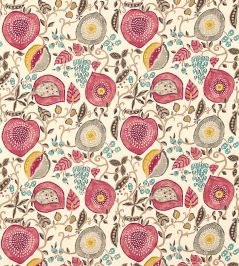 Peas & Pods Fabric by Sanderson Cherry/Linen Peas & Pods Fabric by Sanderson Cherry/Linen
