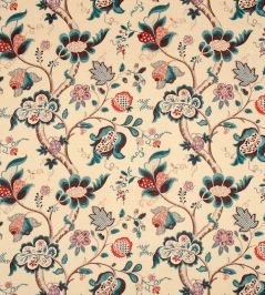 Roslyn Fabric by Sanderson Teal/Cherry Roslyn Fabric by Sanderson Teal/Cherry