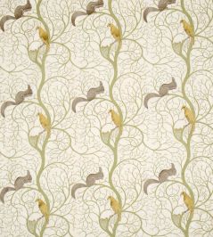 Squirrel & Dove Embroidery Fabric by Sanderson Sage/Neutral Squirrel & Dove Embroidery Fabric by Sanderson Sage/Neutral