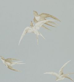 Swallows Wallpaper by Sanderson Silver Swallows Wallpaper by Sanderson Silver