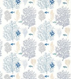 Coral and Fish Fabric by Sanderson Marine/Blue Coral and Fish Fabric by Sanderson Marine/Blue