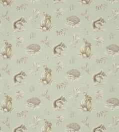 Squirrel & Hedgehog Fabric by Sanderson Seaspray/Charcoal Squirrel & Hedgehog Fabric by Sanderson Seaspray/Charcoal