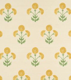 Saranda Flower Sisal Wallpaper by Schumacher Marigold Saranda Flower Sisal Wallpaper by Schumacher Marigold