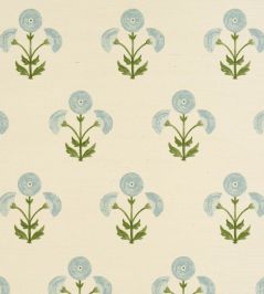 Saranda Flower Sisal Wallpaper by Schumacher Sky Saranda Flower Sisal Wallpaper by Schumacher Sky