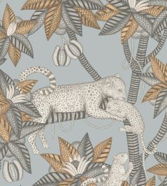 Satara Wallpaper by Cole & Son Slate & White Mica on Print Room Blue Satara Wallpaper by Cole & Son Slate & White Mica on Print Room Blue
