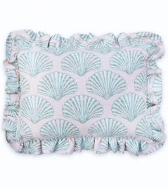 Scallop Shell Cushion 47 x 34cm by Barneby Gates Plaster/Green Scallop Shell Cushion 47 x 34cm by Barneby Gates Plaster/Green