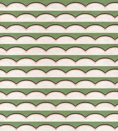 Scallops Linen Fabric by Ottoline Green Scallops Linen Fabric by Ottoline Green