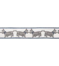 Scottie Embroidered Border Trimming by Samuel & Sons Grey Scottie Embroidered Border Trimming by Samuel & Sons Grey