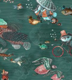 Sea Life Wallpaper by Brand McKenzie Teal & Coral Sea Life Wallpaper by Brand McKenzie Teal & Coral