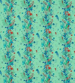 Seaforest Fabric by Clarke & Clarke Aqua Seaforest Fabric by Clarke & Clarke Aqua