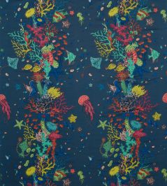 Seaforest Jacquard Fabric by Clarke & Clarke Navy Seaforest Jacquard Fabric by Clarke & Clarke Navy