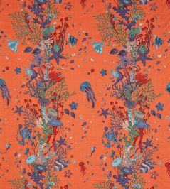 Seaforest Jacquard Fabric by Clarke & Clarke Peach Seaforest Jacquard Fabric by Clarke & Clarke Peach