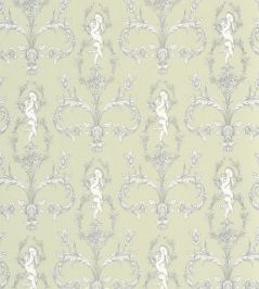 Seraphin Wallpaper by Casadeco Vert Amande Seraphin Wallpaper by Casadeco Vert Amande
