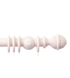 Seychelles 40mm Wooden Pole Blush, Woven Rope finial Blush Seychelles 40mm Wooden Pole Blush, Woven Rope finial Blush
