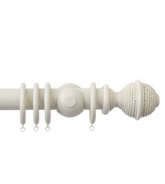 Seychelles 40mm Wooden Pole Sand, Woven Rope finial Sand Seychelles 40mm Wooden Pole Sand, Woven Rope finial Sand