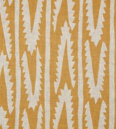 Shashka Fabric by Volga Linen Ochre/Natural Shashka Fabric by Volga Linen Ochre/Natural