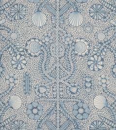 Shell Grotto Fabric by Fermoie Deep Blue Shell Grotto Fabric by Fermoie Deep Blue