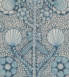 Shell Grotto Outdoor Fabric by Fermoie Blue Shell Grotto Outdoor Fabric by Fermoie Blue