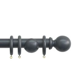 Shore 35mm Wooden Pole Charcoal, Ball finial Charcoal Shore 35mm Wooden Pole Charcoal, Ball finial Charcoal