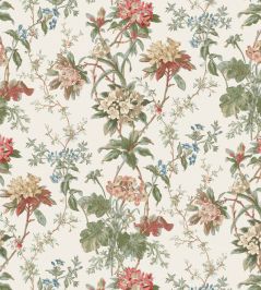 Somerhill Fabric by Nina Campbell Coral/Eucalyptus Somerhill Fabric by Nina Campbell Coral/Eucalyptus