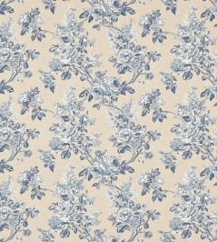 Sorilla Damask Fabric by Sanderson Indigo/Linen Sorilla Damask Fabric by Sanderson Indigo/Linen
