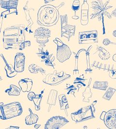 Souvenirs Wallpaper by Tres Tintas Blue Souvenirs Wallpaper by Tres Tintas Blue