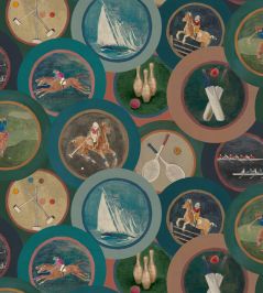 Sporting Life Wallpaper by Mulberry Home Teal Sporting Life Wallpaper by Mulberry Home Teal