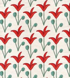 Spring Rhythm Linen Fabric by Ottoline Red Spring Rhythm Linen Fabric by Ottoline Red