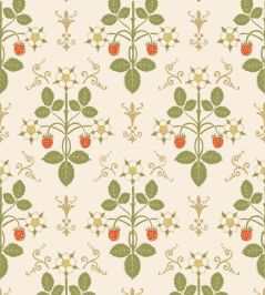 Strawberry Wallpaper by Cole & Son Poppy, Spring Green & Metallic Gold on Stone Strawberry Wallpaper by Cole & Son Poppy, Spring Green & Metallic Gold on Stone